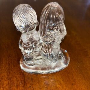 Enesco Precious Moments Bride and Groom Clear Crystal Figurine Vintage 1989